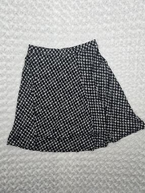 GILLI Black White Geometric Print Swing Skirt Large (6788)